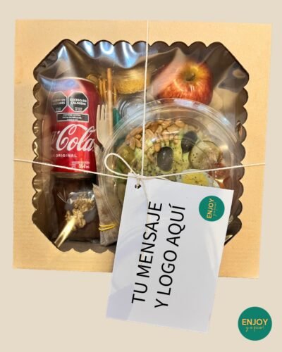 "Box Lunch individual premium con sándwich, bebida, fruta y postre – Enjoy y a Picar