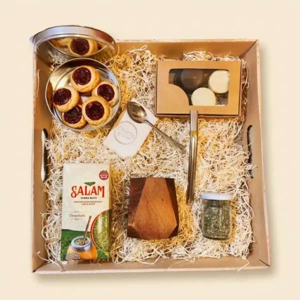Nuestro Box Matero es el regalo perfecto para los amantes del mate, combinando tradición, calidad y detalles gourmet.