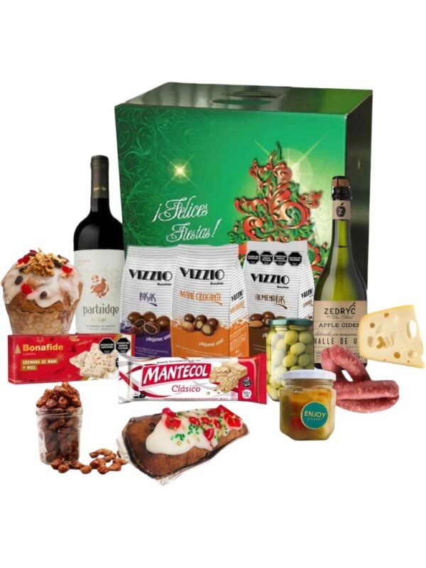 caja-navideña-14-productos-enjoy-a-picar-1-1 Regalo empresarial de Navidad – Caja de 14 productos variados y presentación festiva.