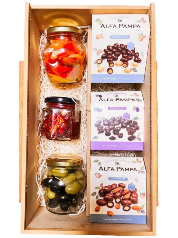 caja-navideña-6-productos-sin-bebida-económica-enjoy-a-picar-6-productos-12 caja navideña sin bebida, caja navideña económica, caja navideña 6 productos, regalos navideños gourmet, caja navideña con chocolates y conservas, cajas navideñas Argentina.