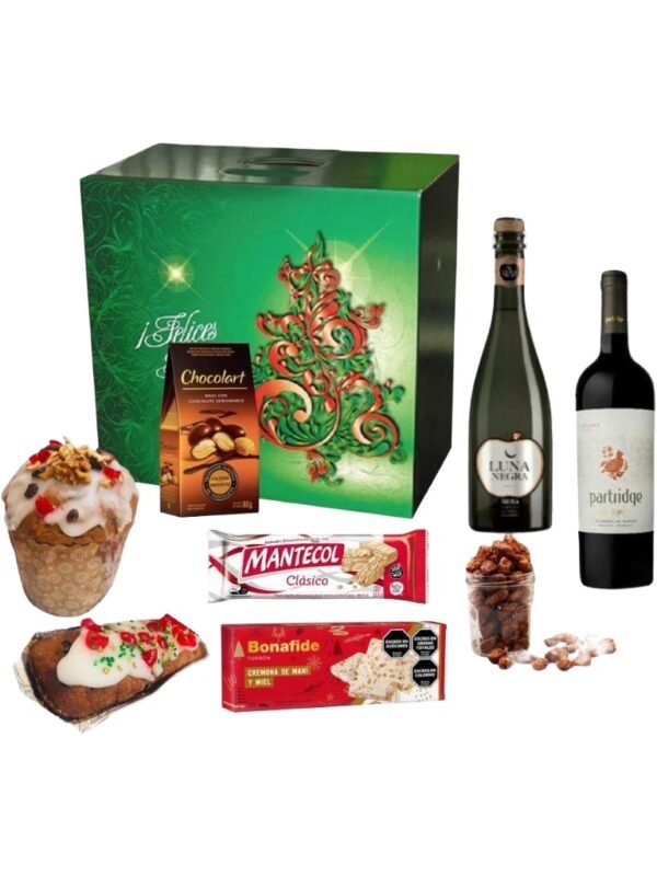 caja-navideña-8-productos-economica-enjoy-a-picar-1-18 Caja navideña económica de 8 productos con vino, sidra, pan dulce y dulces clásicos.