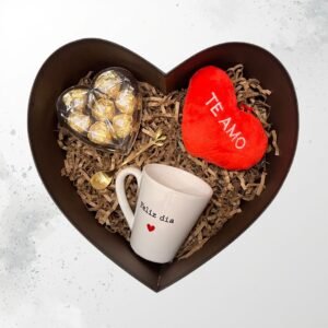 Box Corazón Aniversario – Regalo Romántico con Bombones, Taza y Peluche