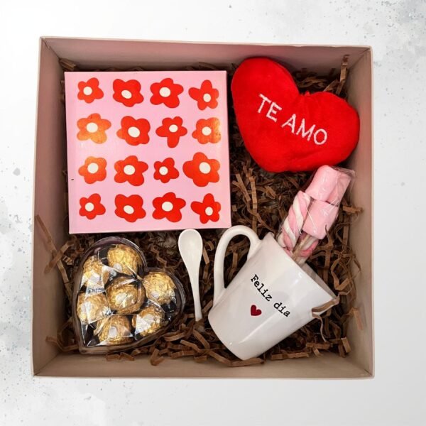 Box Dulce San Valentín “Te Amo” – Regalo Romántico con Taza, Bombones y Peluche | Envíos en CABA y GBA