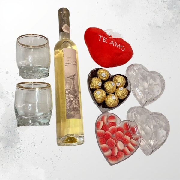 BOX-ROMÁNTICO-CON-VINO-SAN VALENTÍN-elementos Box San Valentín con Vino 🍷 Regalo Romántico Premium con Copas + Bombones | Envíos 14/2