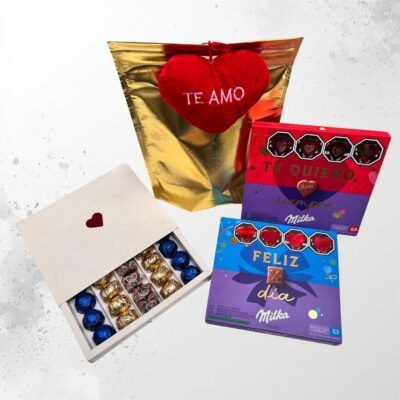 Regalo San Valentín – Bolsa Dorada con Chocolates a Elección Elegí entre Milka o bombones premium. Un detalle simple, elegante y romántico.