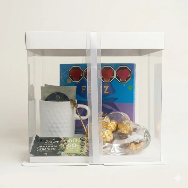 box-gourmet-dulce Box gourmet Dulce con taza, café tostado y chocolates premium. Ideal para regalar en cada momento.