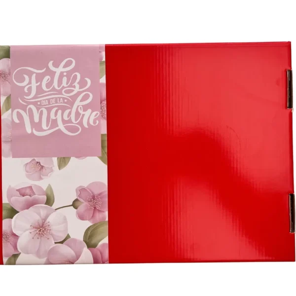 caja-roja-regalo-dia-de-la-madre-enjoy Caja de regalo roja rígida con faja floral de diseño Feliz Día de la Madre.